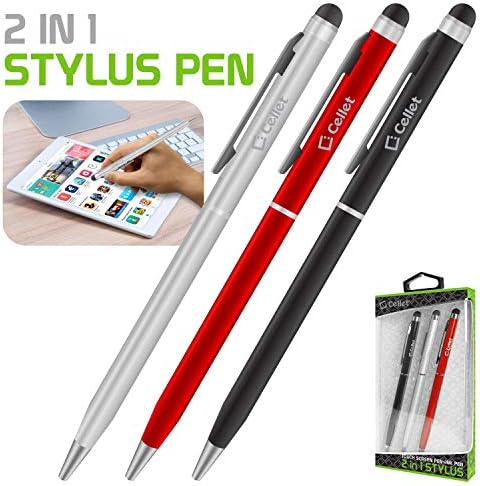 Pro Stylus Pen עבור Samsung SM-T820 עם דיו, דיוק גבוה, צורה רגישה במיוחד וקומפקטית למסכי מגע [3 חבילה-שחור-אדום-סילבר]